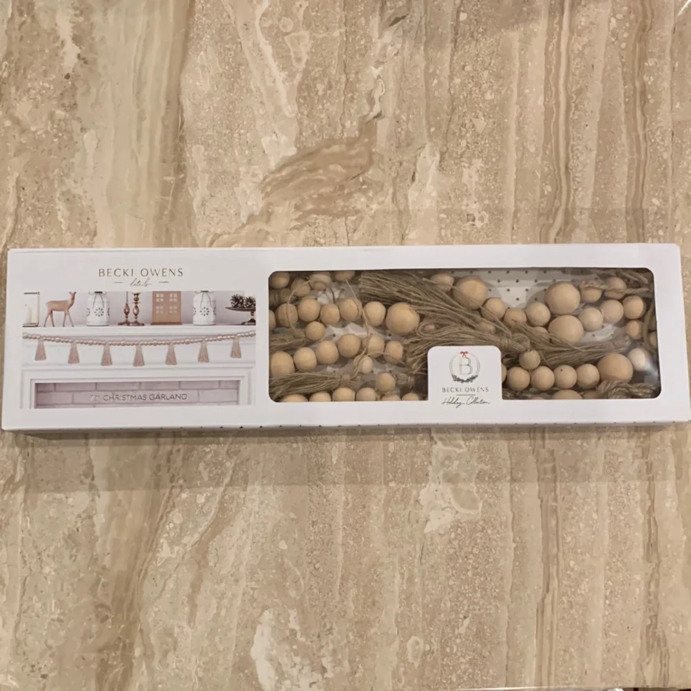 Becki Owens 72” Wooden Christmas Garland with Tassels NEW